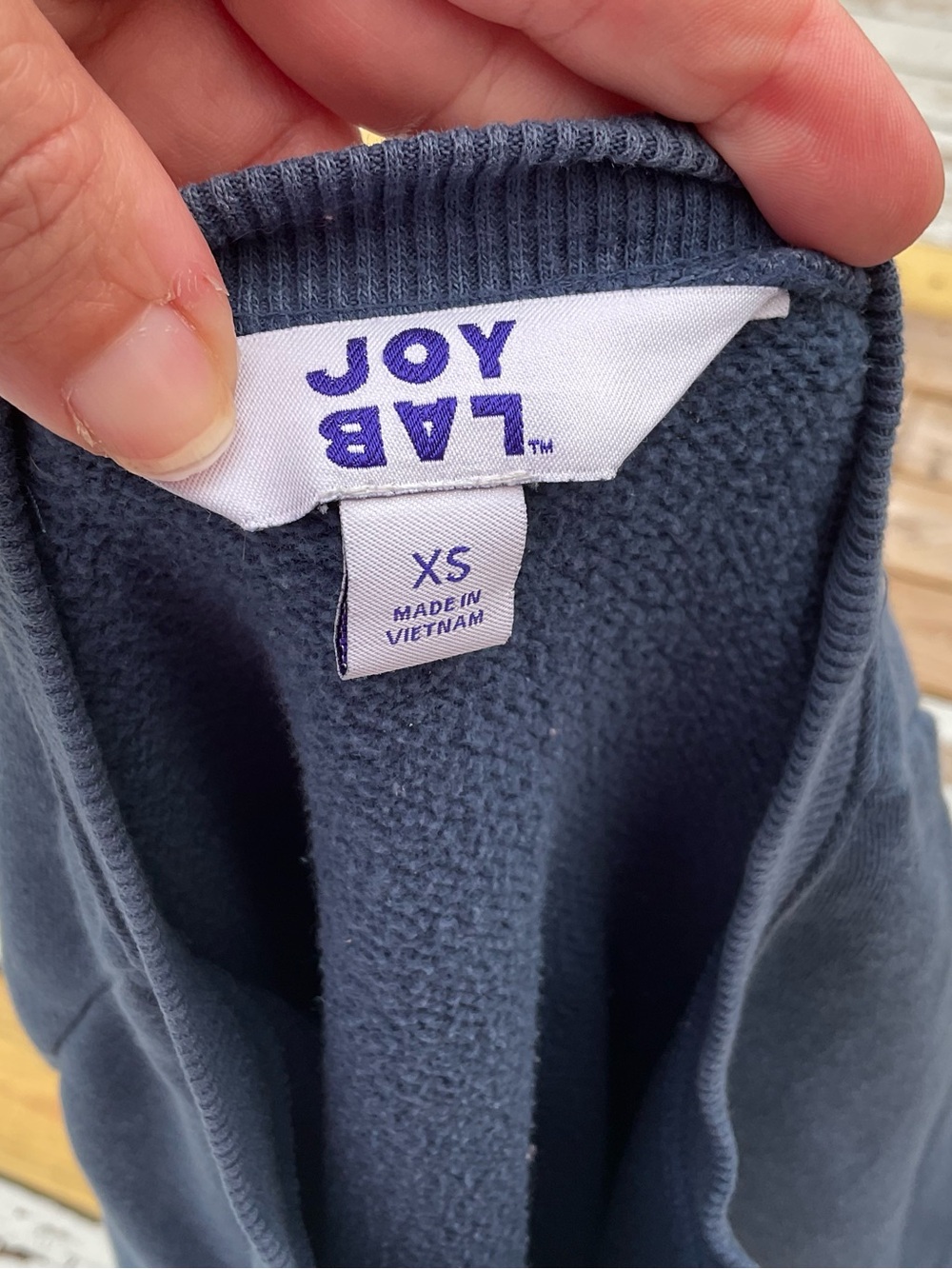 JoyLab XS Oversized‎ Colorblock Patchwork Cropped Crewneck Sweatshirt Blue - Picture 5 of 6
